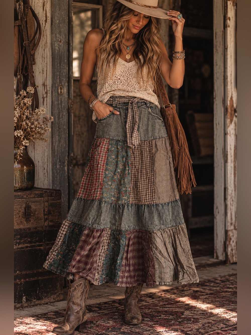 Young Threads NWT Patchwork Boho Maxi Skirt – Size M